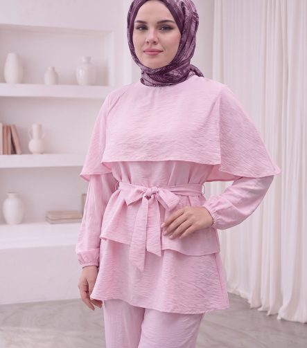 Kat Kat Volanlı İkili Takım - Pudra – ön görünüm